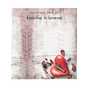 Personalised Notepad Country Wood Key to my Heart