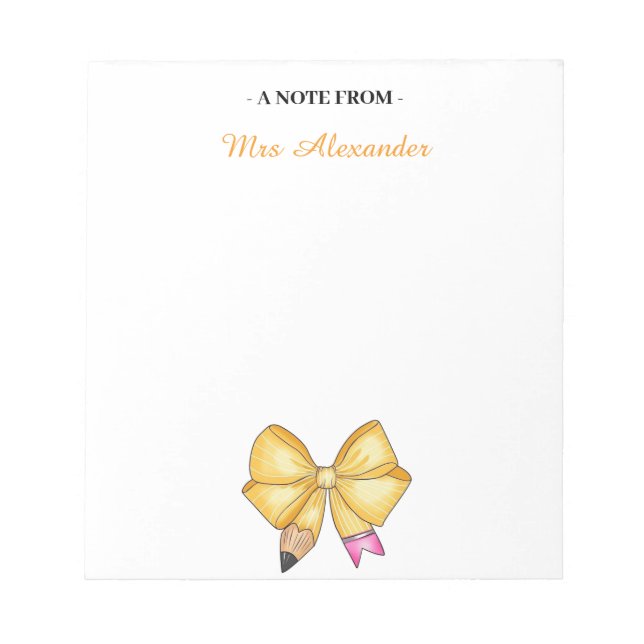 Personalised Notepad for Teachers, Cute Notepad wi (Front)