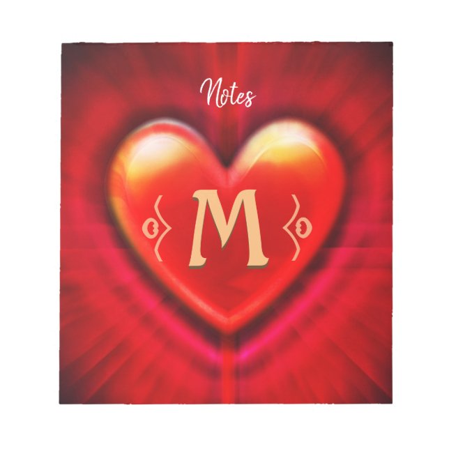 Personalised Notepad Monogram Heart design (Front)
