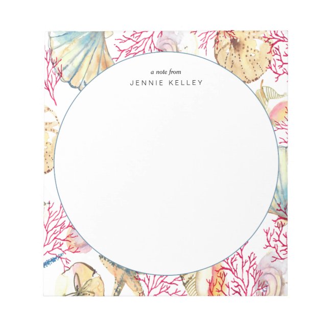 Personalised Notepad, Seashells at the Beach Notepad (Front)