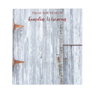 Personalised Notepad White Wash Wood Barn Door Cou