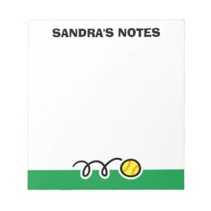 Personalised notepad with cute softball design