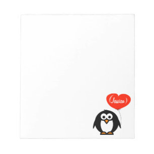 Personalised notepads   penguin with red balloon