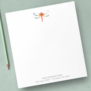 Personalised Notepads Watercolor Red Dragonfly