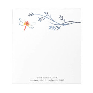 Personalised Notepads Watercolor Red Dragonfly