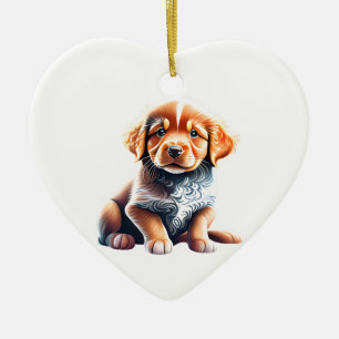 Personalised Nova Scotia Duck Tolling Retriever Ceramic Tree Decoration