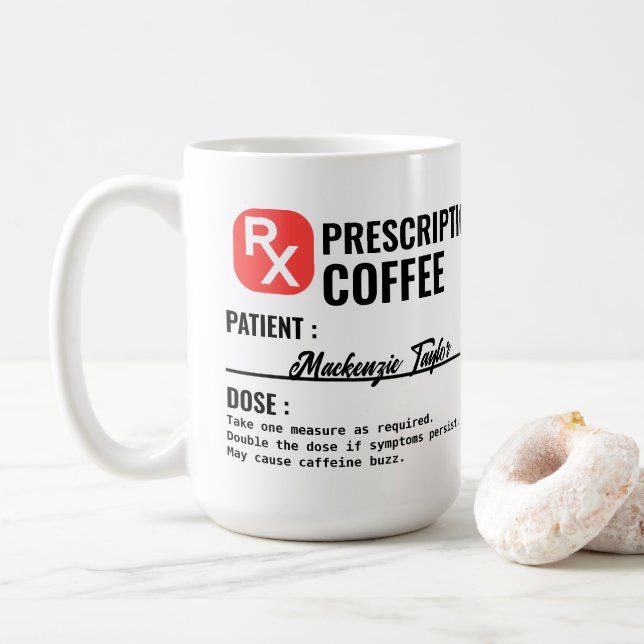 Personalised Novelty Prescription Drink Coffee Mug (With Donut)
