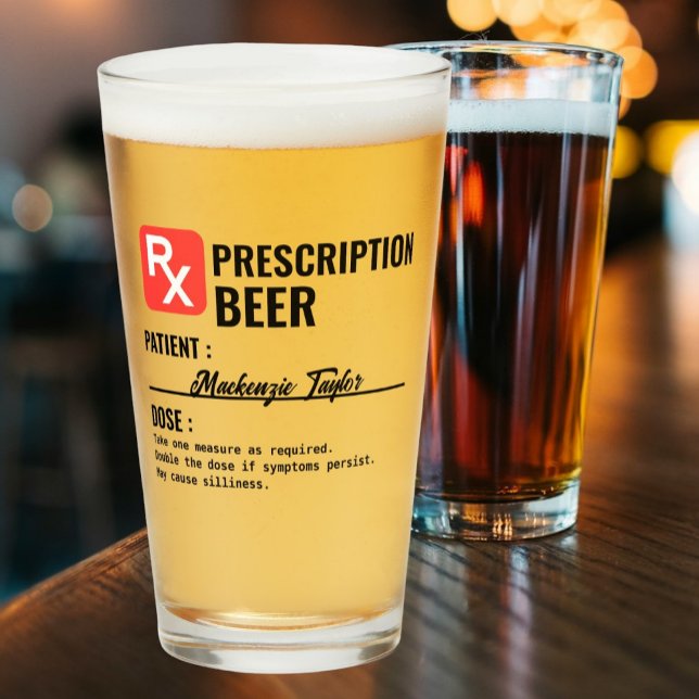 Personalised Novelty Prescription Drink Glass (Personalized Novelty Prescription Drink Glass from Ricaso A fun gift idea for doctors, nurses & more)
