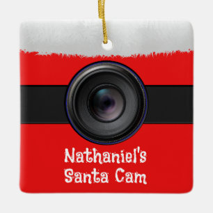 Personalised Novelty Santa Camera Ceramic Ornament