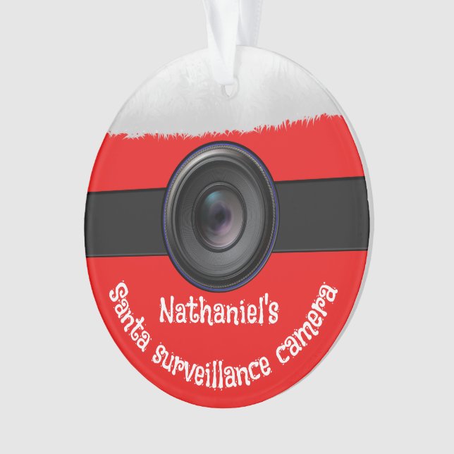 Personalised Novelty Santa Camera Round Ornament (Front)