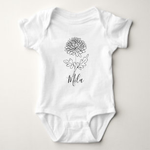 Personalised November Chrysanthemum Birth Flower Baby Bodysuit