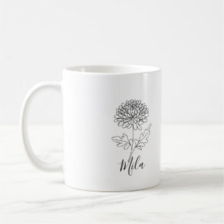 Personalised November Chrysanthemum Birth Flower Coffee Mug