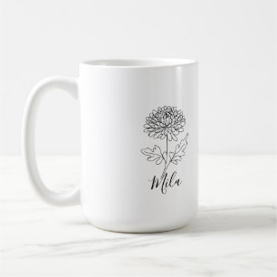 Personalised November Chrysanthemum Birth Flower  Coffee Mug