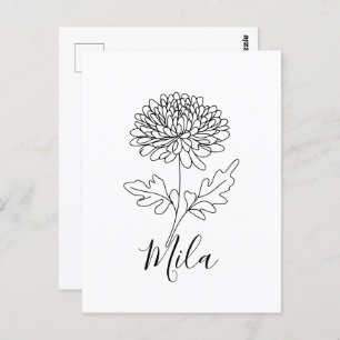 Personalised November Chrysanthemum Birth Flower  Postcard