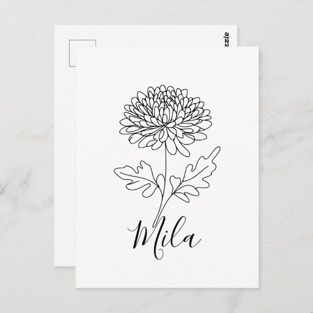 Personalised November Chrysanthemum Birth Flower  Postcard (Front/Back)