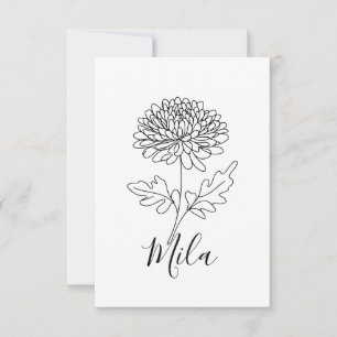 Personalised November Chrysanthemum Birth Flower Thank You Card
