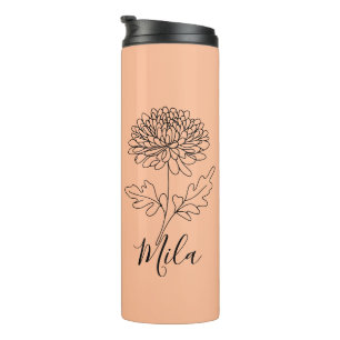 Personalised November Chrysanthemum Birth Flower Thermal Tumbler