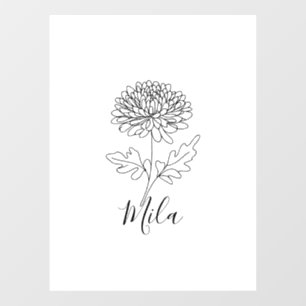 Personalised November Chrysanthemum Birth Flower  Window Cling