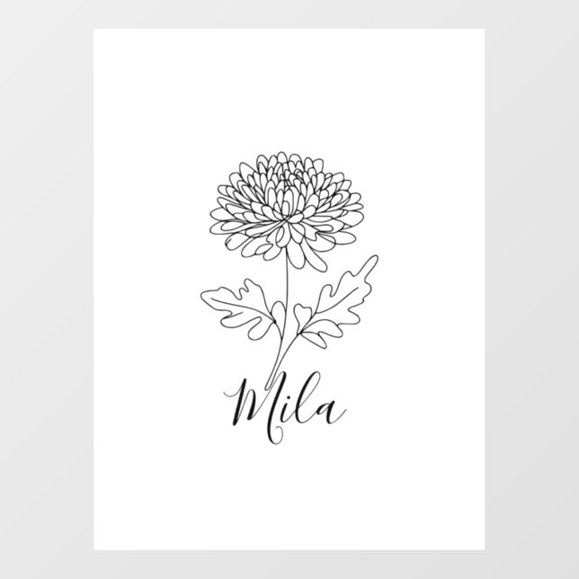 Personalised November Chrysanthemum Birth Flower  Window Cling (Sheet)