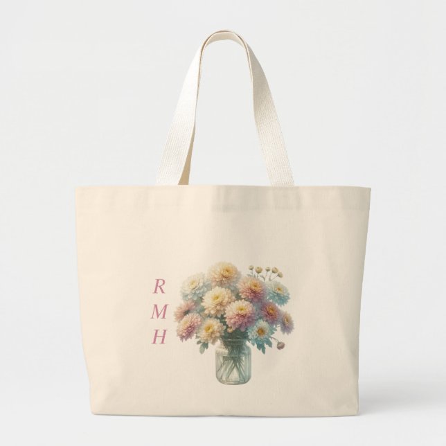 Personalised November Chrysanthemum Tote Bag (Front)