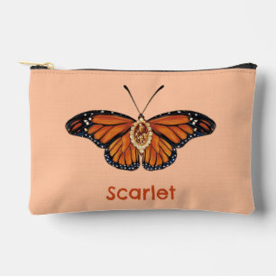 Personalised November Citrine Monarch Butterfly Accessory Pouch