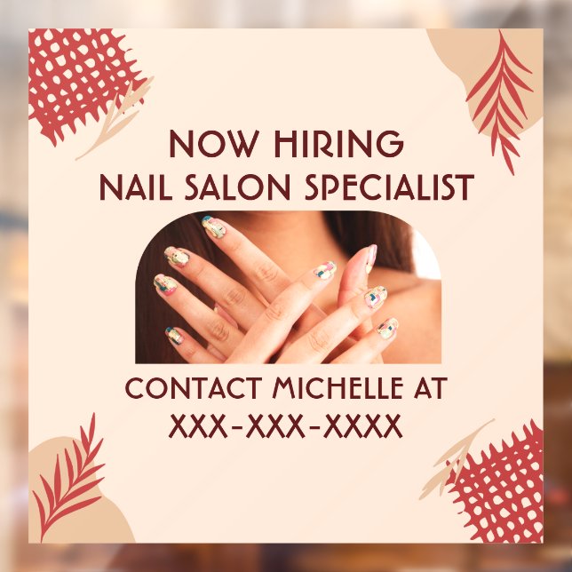 Personalised Now Hiring Nail Salon Specialist Window Cling (Sheet 2)