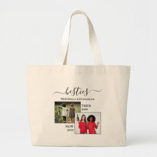 Personalised Now Then 2 Photo BESTIES Large Tote Bag