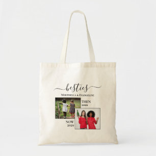 Personalised Now Then 2 Photo BESTIES Tote Bag