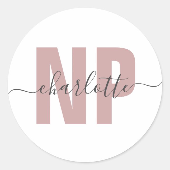 Personalised NP Nurse Practitioner Graduation Chic Classic Round Sticker (Front)
