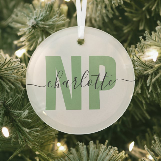 Personalised NP Nurse Practitioner Graduation Chic Glass Tree Decoration (Insitu)