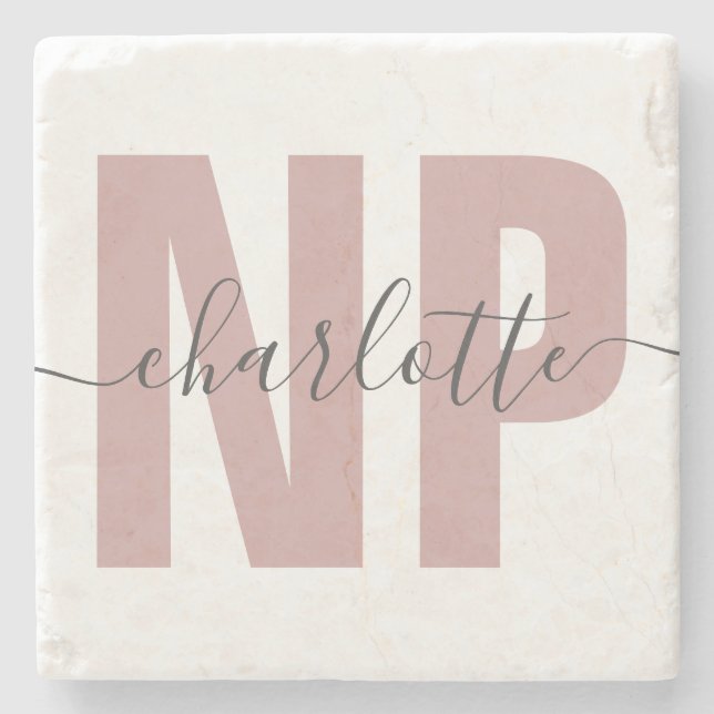 Personalised NP Nurse Practitioner Graduation Chic Stone Coaster (Front)