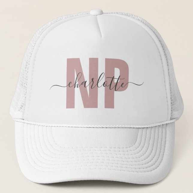 Personalised NP Nurse Practitioner Graduation Chic Trucker Hat (Front)