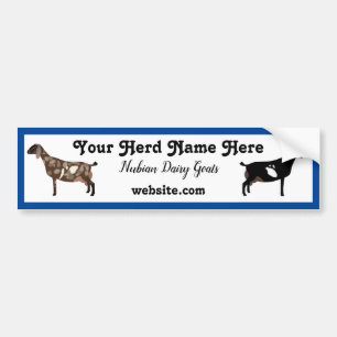 Personalised Nubian Dairy Goat Bumper Sticker