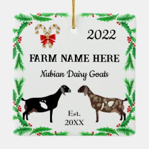 Personalised Nubian Dairy Goat Farm Christmas Ceramic Ornament