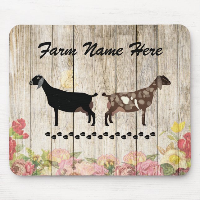 Personalised Nubian Dairy Goat Farm Mouse Mat (Front)