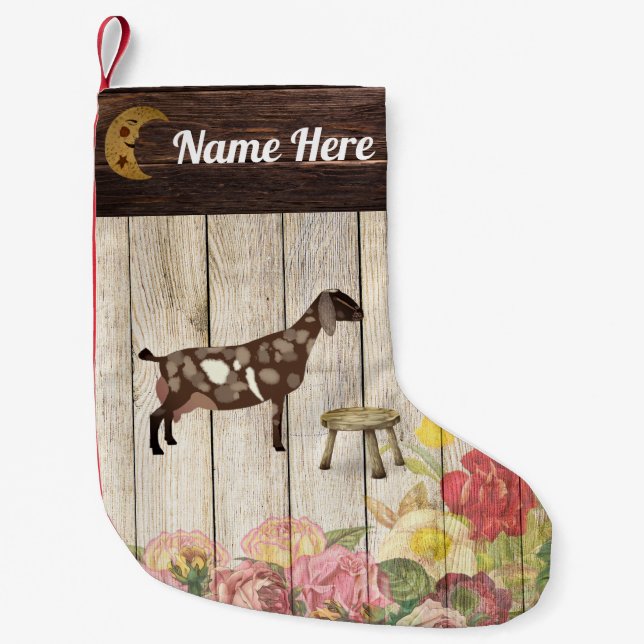 Personalised Nubian Dairy Goat Farm Small Christmas Stocking (Front)