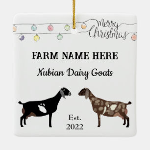 Personalised Nubian Dairy Goat White Christmas Ceramic Ornament