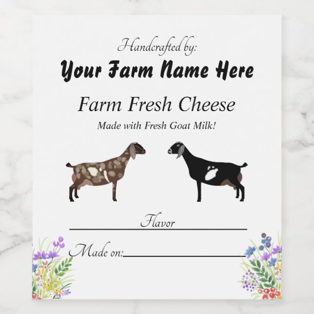 Personalised Nubian Goat Cheese Label (Single Label)