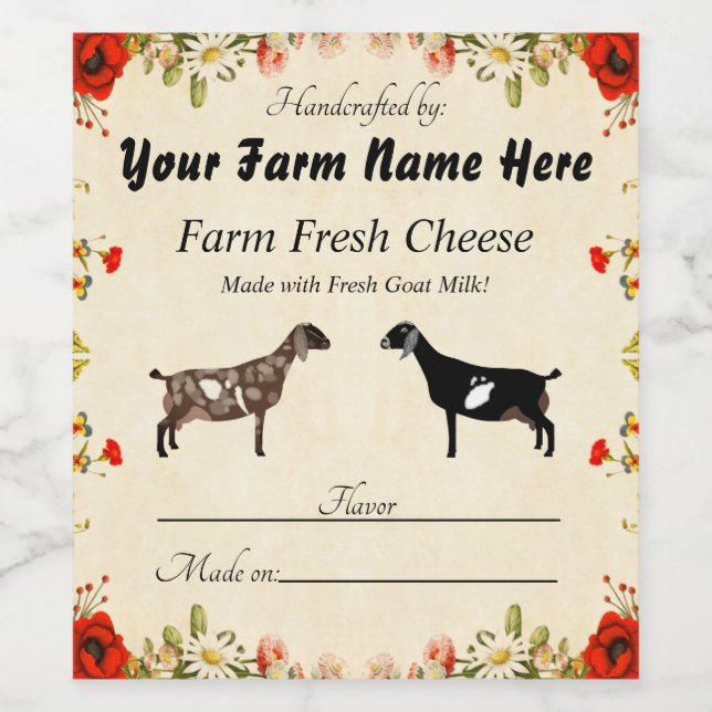 Personalised Nubian Goat Cheese Label (Single Label)