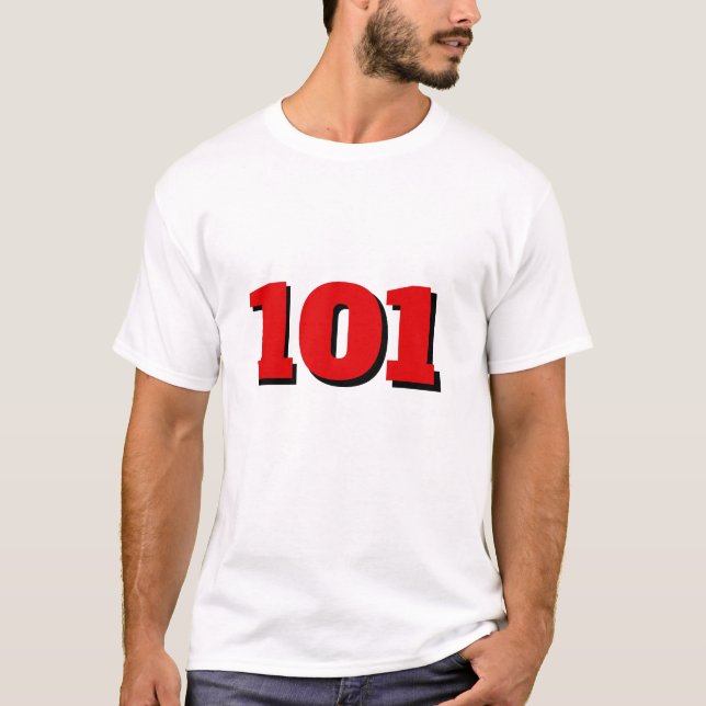 Personalised number 101 in red T-Shirt (Front)