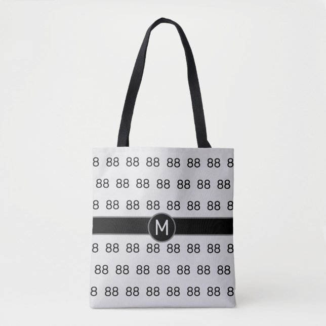 Personalised Number 88 on Silver Tote Bag (Front)