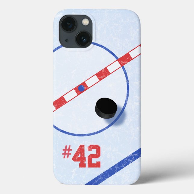 Personalised Number, Centre Ice Hockey Player Case-Mate iPhone Case (Back)