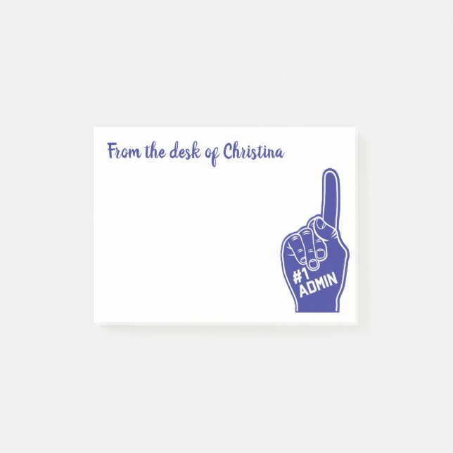 Personalised Number One Admin Foam Finger Post-it Notes (Front)