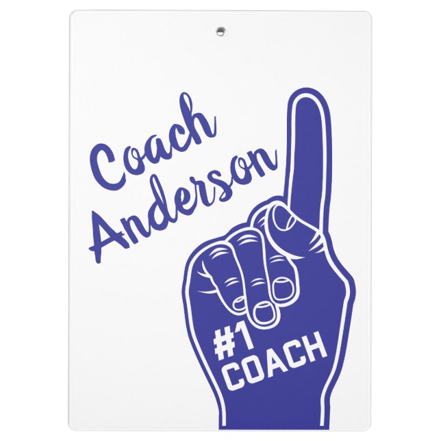 Personalised Number One Coach Foam Finger Clipboard (Back)