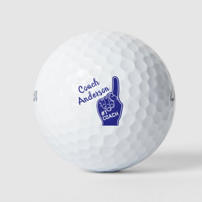 Personalised Number One Coach Foam Finger Golf Balls (Front)
