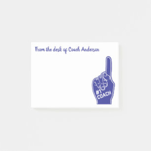 Personalised Number One Coach Foam Finger Post-it Notes