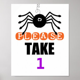 Personalised Number Spider Halloween Please Take Poster