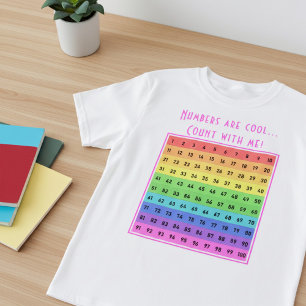 Personalised "Numbers are cool!" 1-100 Chart Pink T-Shirt