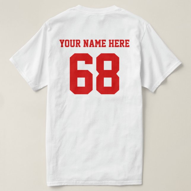 Personalised Numbers Name Red T-Shirt (Design Back)