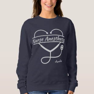 Personalised Nurse Anaesthetist Heart Stethoscope Sweatshirt